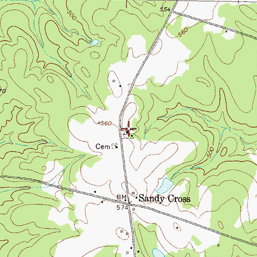 Topographic Map of Sandy Cross Baptist Church, GA