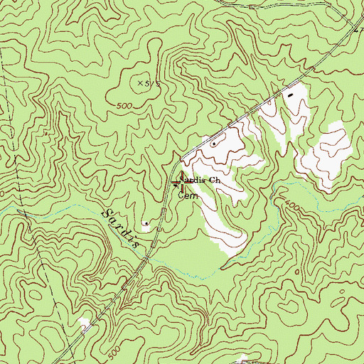 Topographic Map of Sardis Cemetery, GA