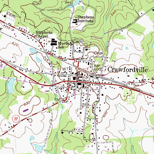 Topographic Map of Taliaferro County Jail (historical), GA
