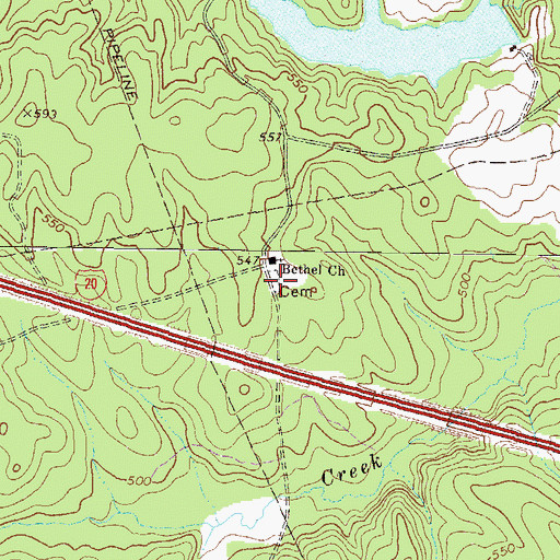 Topographic Map of Bethel Cemetery, GA