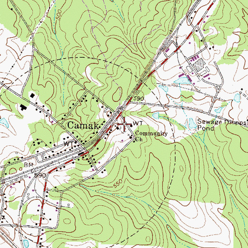 Topographic Map of Camak Cemetery, GA