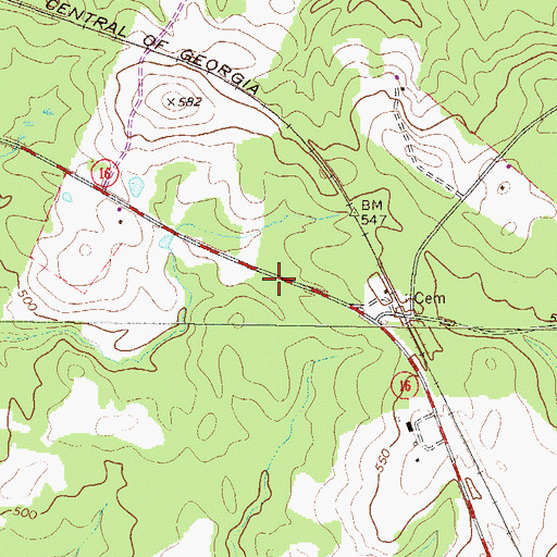 Topographic Map of David Neal Senior Cemetery, GA