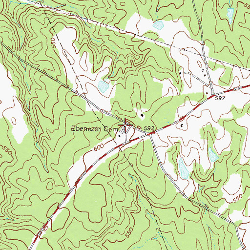 Topographic Map of Ebenezer Baptist Church (historical), GA
