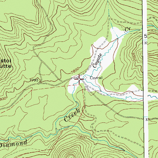 Topographic Map of Coyote Creek, AZ