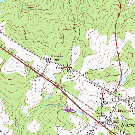 Topographic Map of Gospel Aid Society Cemetery, GA