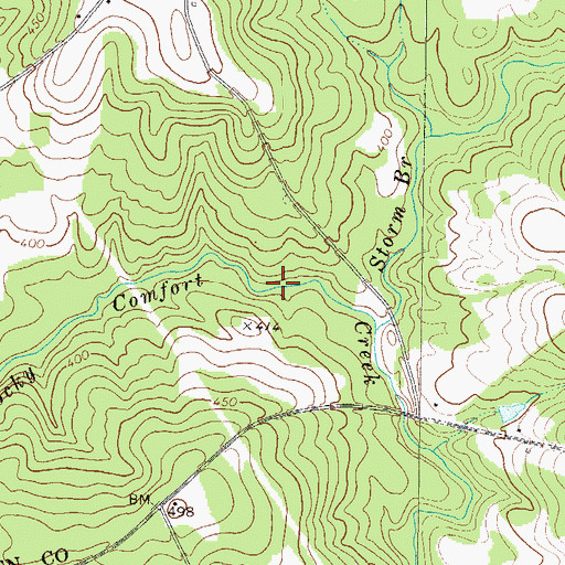 Topographic Map of Johnson Cemetery, GA
