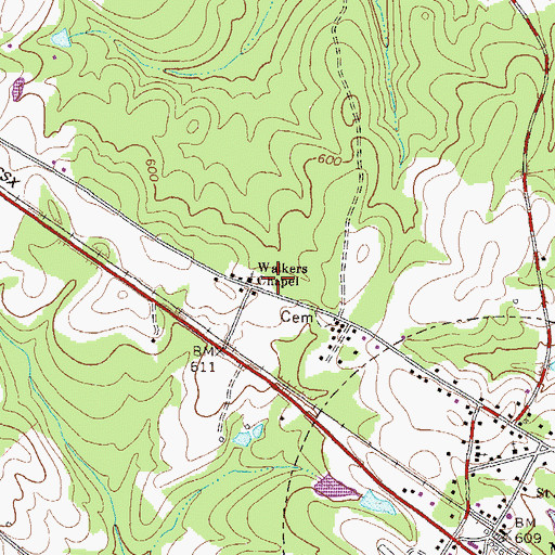 Topographic Map of Jones Cemetery, GA
