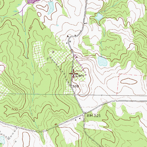 Topographic Map of Matthews Cemetery, GA