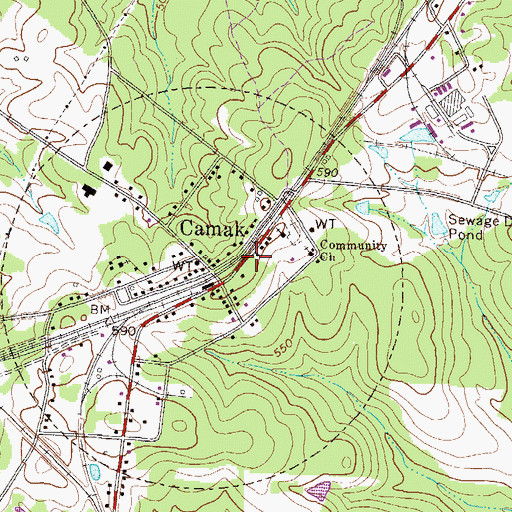 Topographic Map of Mayes Cemetery, GA
