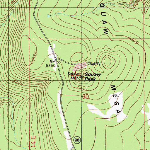 Topographic Map of Squaw Mesa, AZ