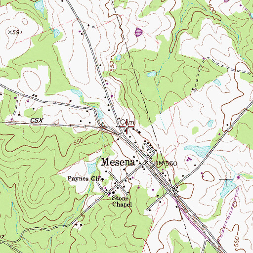 Topographic Map of Mesena Cemetery, GA