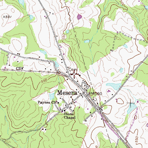 Topographic Map of Mesena United Methodist Church, GA