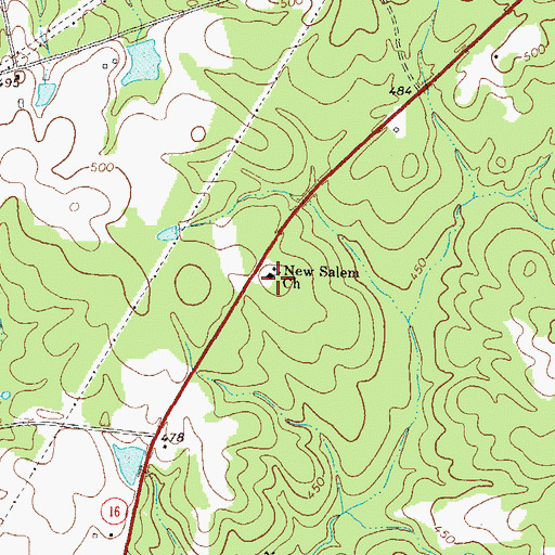 Topographic Map of New Salem Cemetery, GA
