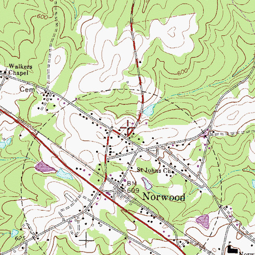 Topographic Map of Norwood Baptist Church, GA
