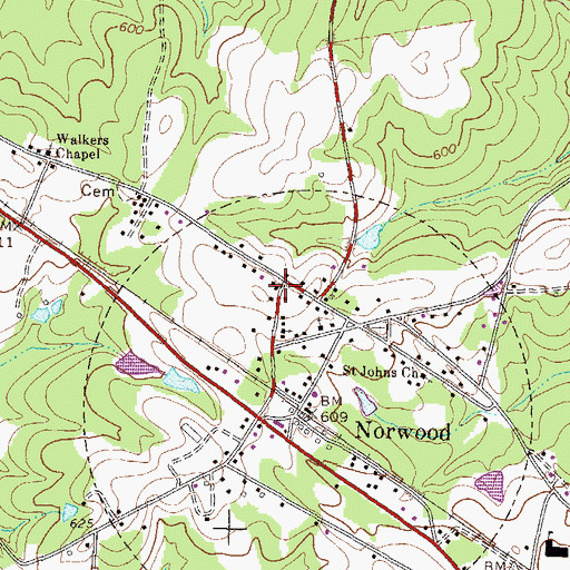 Topographic Map of Norwood United Methodist Church, GA
