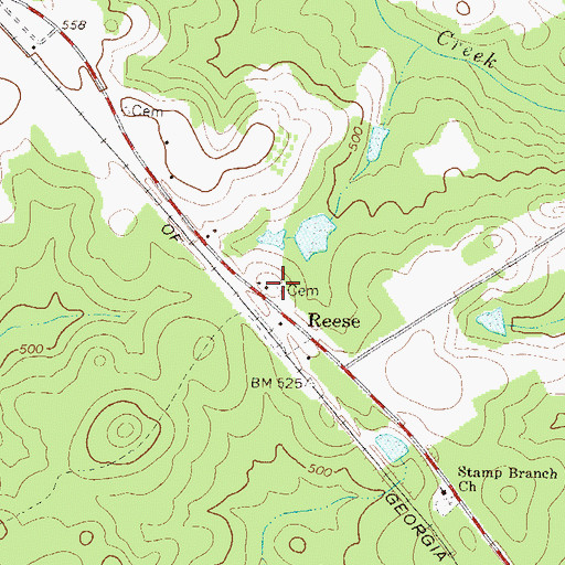 Topographic Map of Reese-Norris Cemetery, GA
