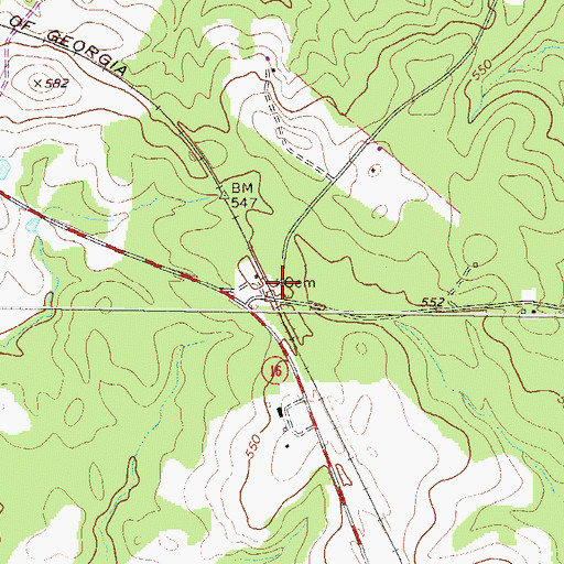 Topographic Map of Ricketson Cemetery, GA