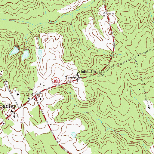 Topographic Map of Shiloh Cemetery, GA