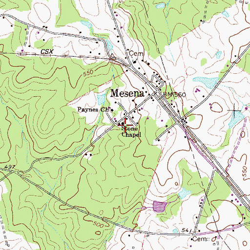 Topographic Map of Stone Chapel Cemetery, GA