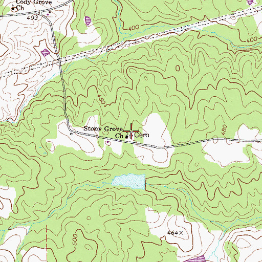 Topographic Map of Stoney Grove Cemetery, GA