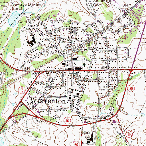 Topographic Map of Warren County Courthouse, GA