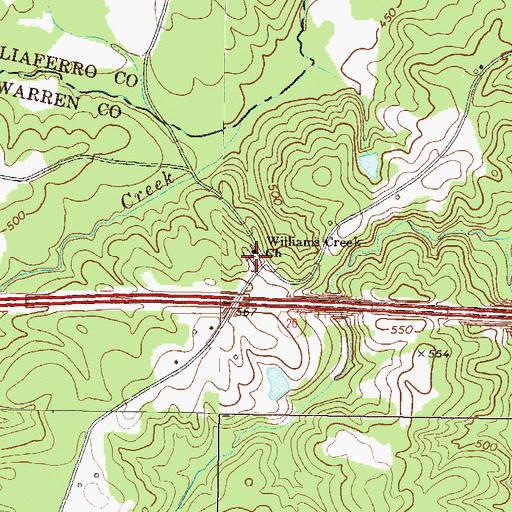 Topographic Map of Williams Creek Cemetery, GA