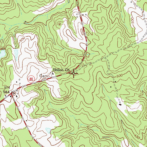 Topographic Map of Winn Oliver Cemetery, GA