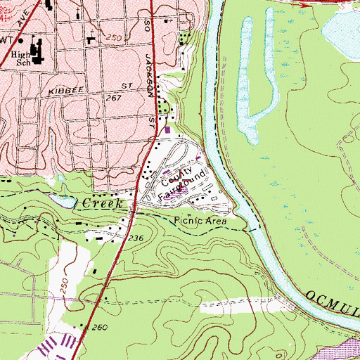 Topographic Map of Pulaski County Fairgrounds, GA