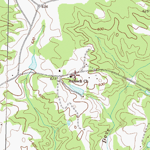 Topographic Map of Antioch Cemetery, GA