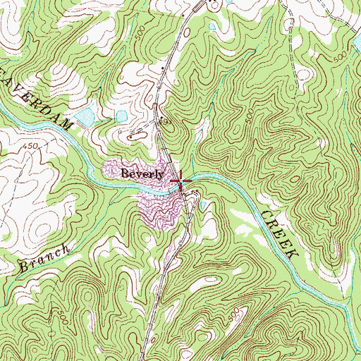 Topographic Map of Beaverdam Mill (historical), GA