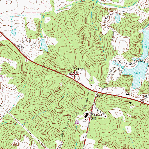 Topographic Map of Bethel Baptist Cemetery, GA
