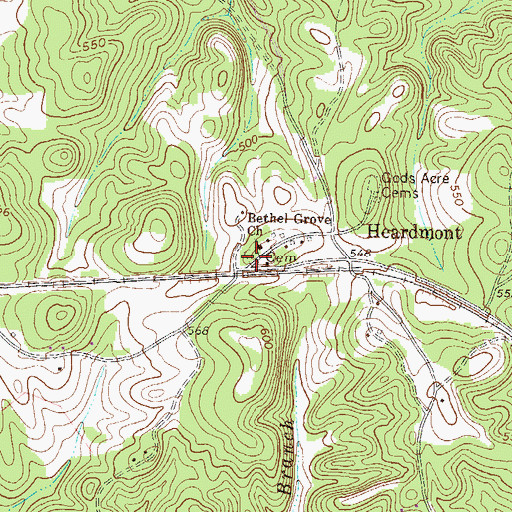 Topographic Map of Bethel Grove Cemetery, GA