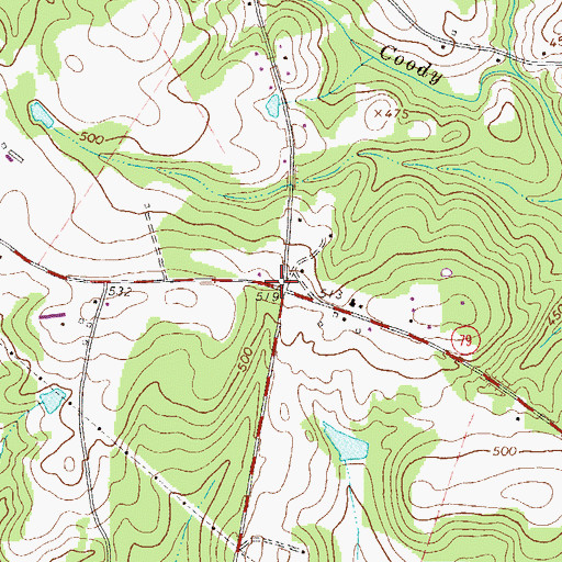 Topographic Map of Beulah School (historical), GA