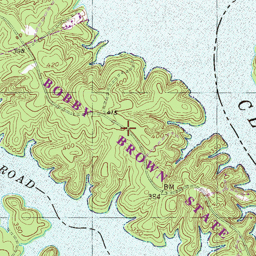 Topographic Map of Bobby Brown State Park, GA