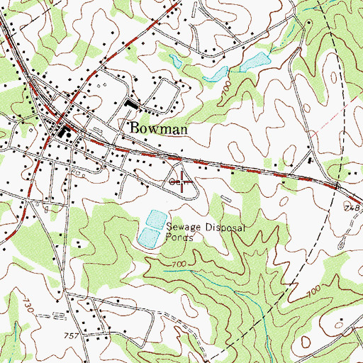 Topographic Map of Bowman City Cemetery, GA