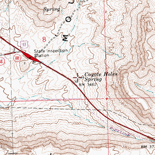 Topographic Map of Coyote Holes Spring, AZ