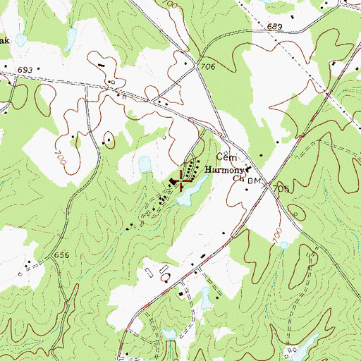 Topographic Map of Camp Harmony, GA