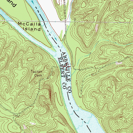 Topographic Map of Cherokee Ferry (historical), GA