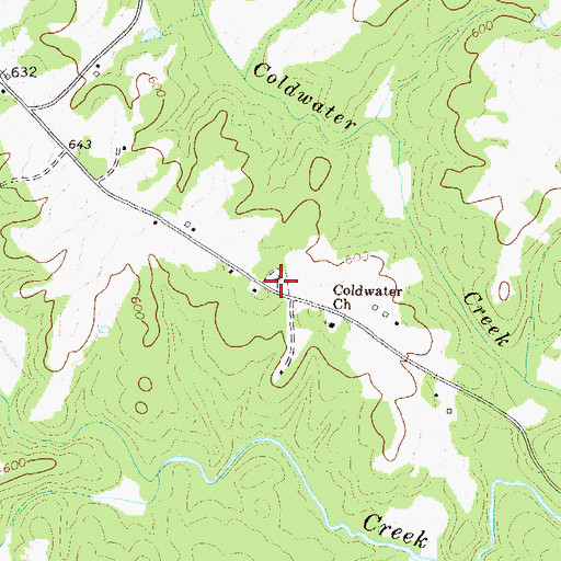 Topographic Map of Coldwater Cemetery, GA