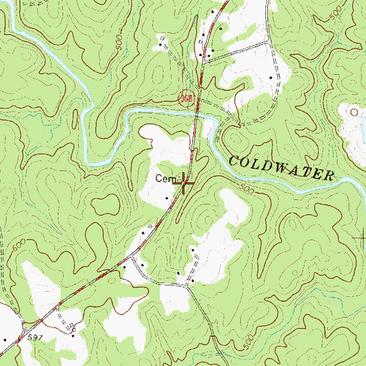 Topographic Map of Coldwater Church (historical), GA