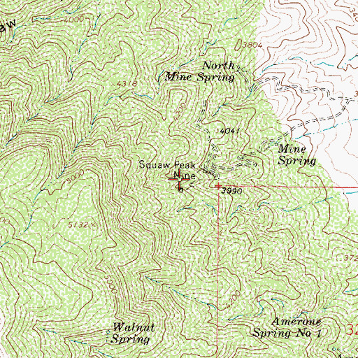 Topographic Map of Squaw Peak Mine, AZ