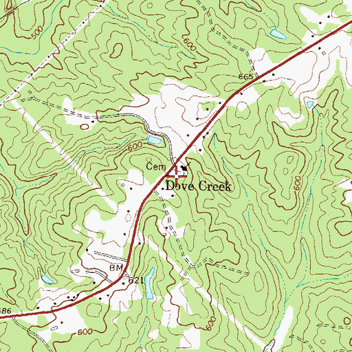 Topographic Map of Dove Creek Cemetery, GA