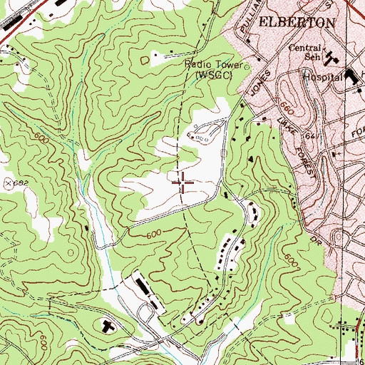 Topographic Map of Elbert County Comprehensive High School, GA