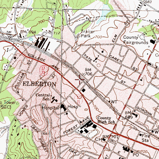 Topographic Map of Elberton Granite Museum, GA