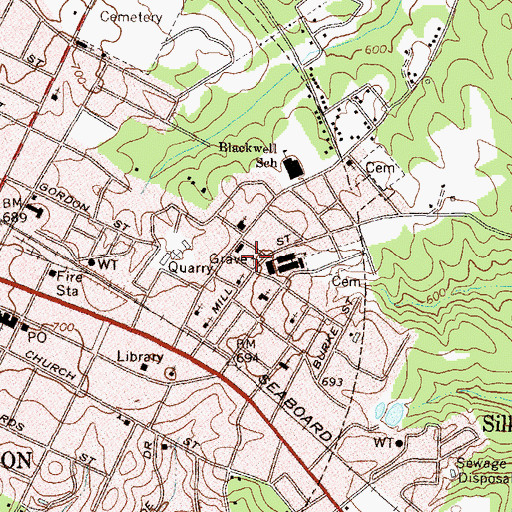 Topographic Map of Elberton High School (historical), GA