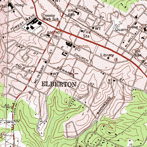 Topographic Map of Elberton Residential Historic District, GA