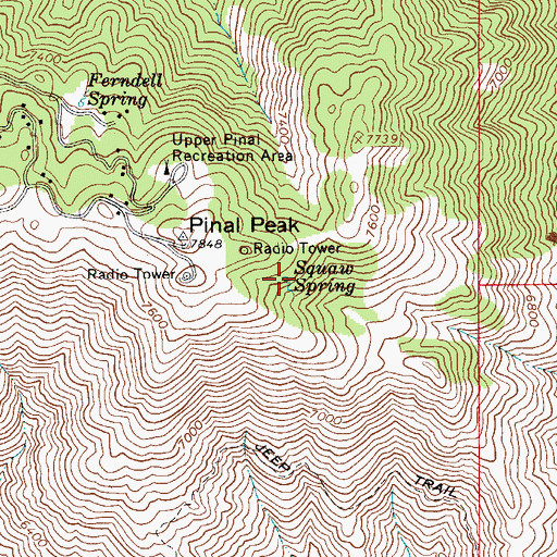 Topographic Map of Squaw Spring, AZ