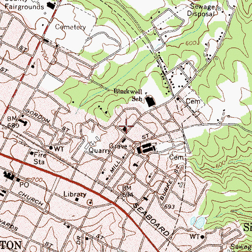 Topographic Map of First Baptist Church, GA