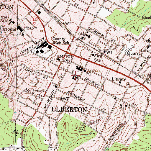 Topographic Map of First Methodist Church, GA