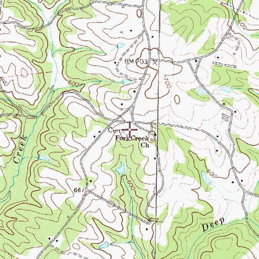 Topographic Map of Fork Creek Cemetery, GA